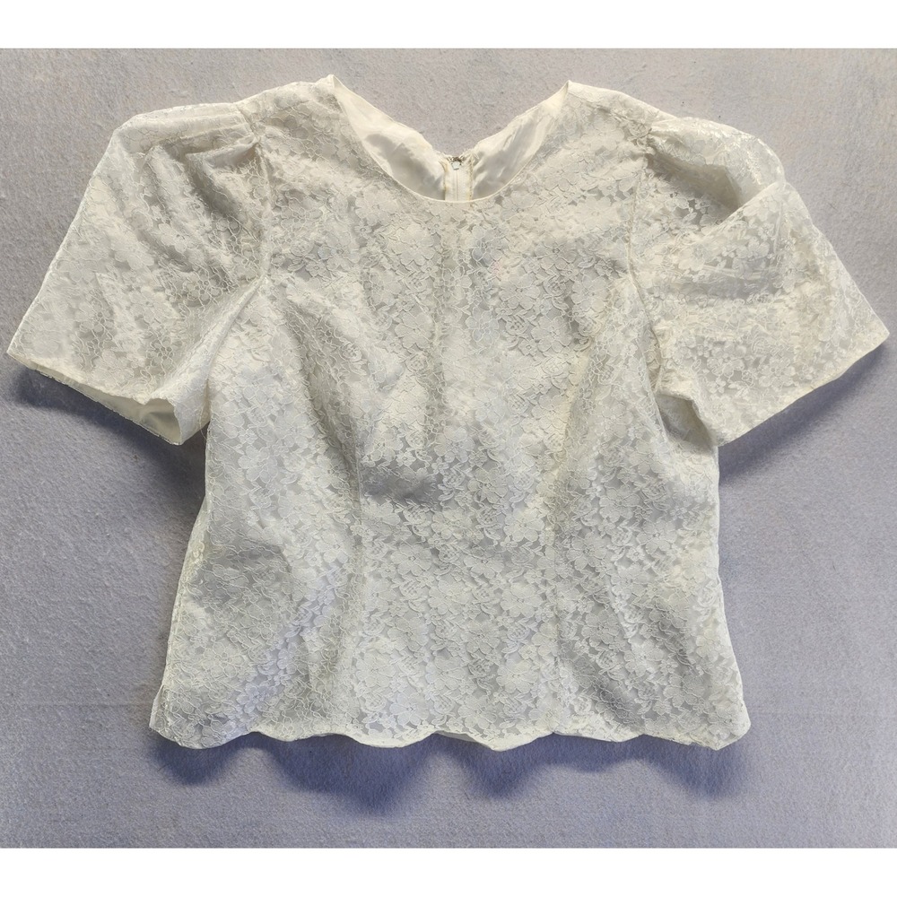 Benet Vintage White Floral Lace Puff Sleeve Blouse Top Size 18 Made in USA‎ - Picture 7 of 7